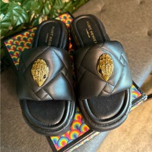 Kurt Geiger London Kensington Leather Quilted Puff Platform Sandal 7.5